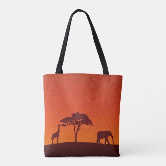 African Safari Silhouette All-Over-Print Canvas ta Tote Bag (Achterkant)