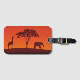 African Safari Silhouette - Bagagelabel