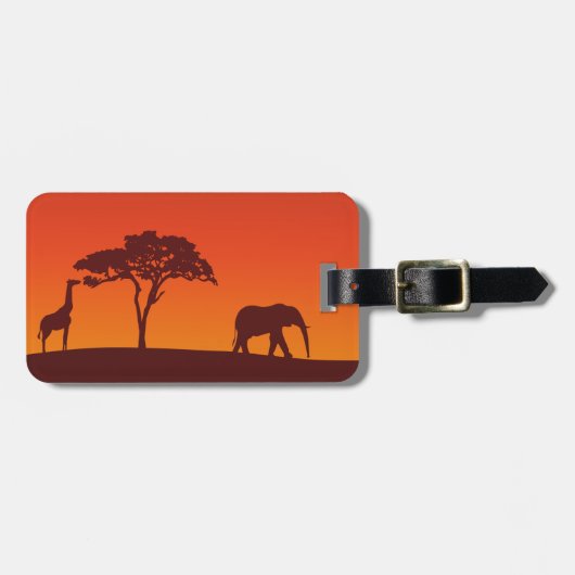 African Safari Silhouette - Bagagelabel (Voorkant horizontaal)