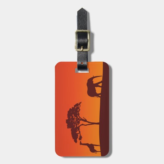 African Safari Silhouette - Bagagelabel (Voorkant verticaal)