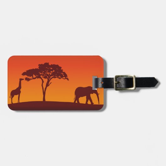 African Safari Silhouette - Bagagelabel (Voorkant horizontaal)