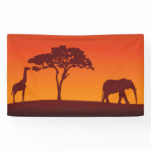 African Safari Silhouette - Banner