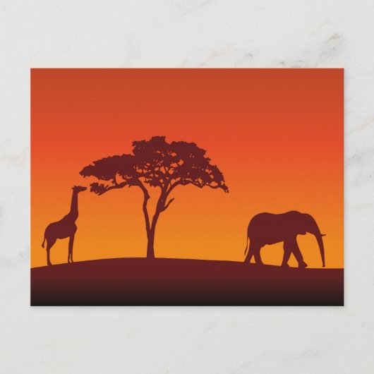 African Safari Silhouette - Briefkaart (Voorkant)