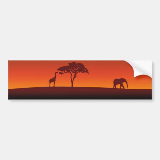 African Safari Silhouette - Bumpersticker (Voorkant)