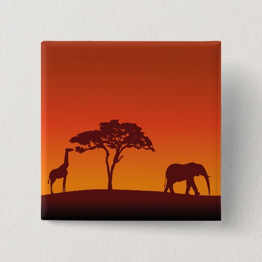 African Safari Silhouette - Button (Voorkant)