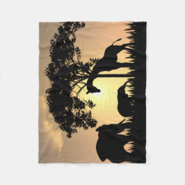 African Safari Silhouette Fleece Blanket