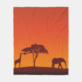 African Safari Silhouette - Fleece Blanket Deken