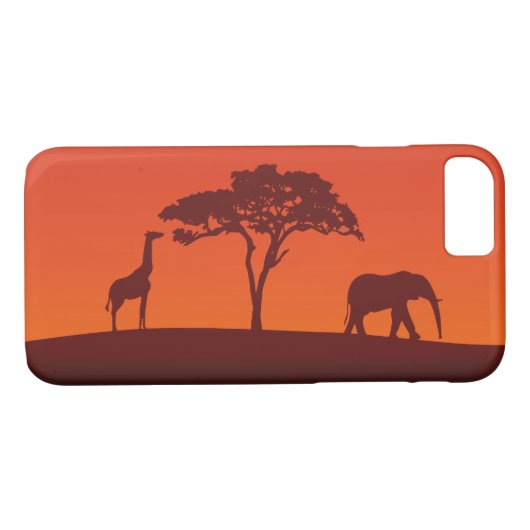 African Safari Silhouette - iPhone Case (Achterkant (Horizontaal))