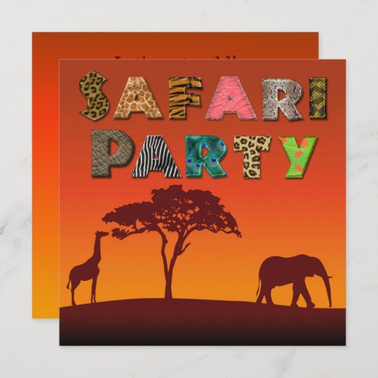 African Safari Silhouette Party - Uitnodiging (Voorkant / Achterkant)