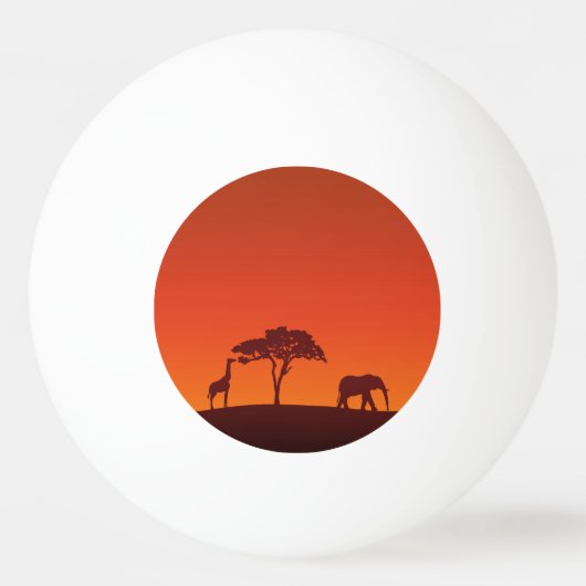 African Safari Silhouette - Ping Pong Ball (Achterkant)