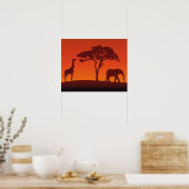 African Safari Silhouette - Poster Print (Keuken)