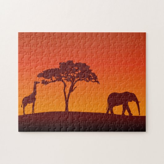 African Safari Silhouette - Puzzle Legpuzzel (Horizontaal)