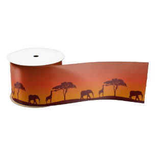 African Safari Silhouette - Ribbon Satijnen Lint