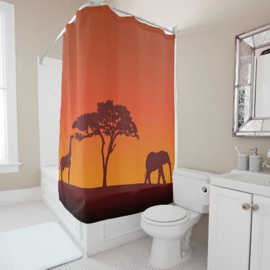 African Safari Silhouette - Shower Curtain Douchegordijn (In situ)