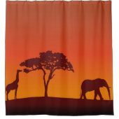 African Safari Silhouette - Shower Curtain Douchegordijn (Voorkant)