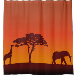 African Safari Silhouette - Shower Curtain Douchegordijn