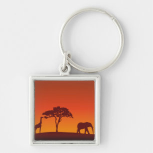 African Safari Silhouette - Sleutelhanger