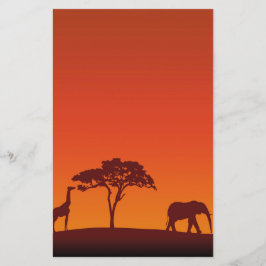 African Safari Silhouette - Stationery Letterhead Briefpapier