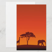 African Safari Silhouette - Stationery Letterhead Briefpapier (Voorkant / Achterkant)