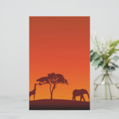 African Safari Silhouette - Stationery Letterhead Briefpapier (Staand voorkant)
