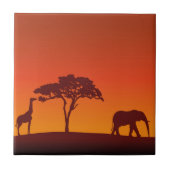 African Safari Silhouette - Tile Tegeltje (Voorkant)