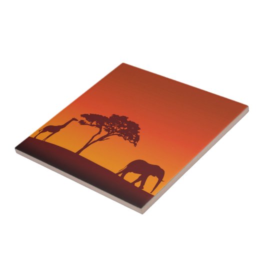 African Safari Silhouette - Tile Tegeltje (Zijkant)