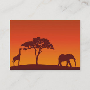 African Safari Silhouette - Visitekaartje