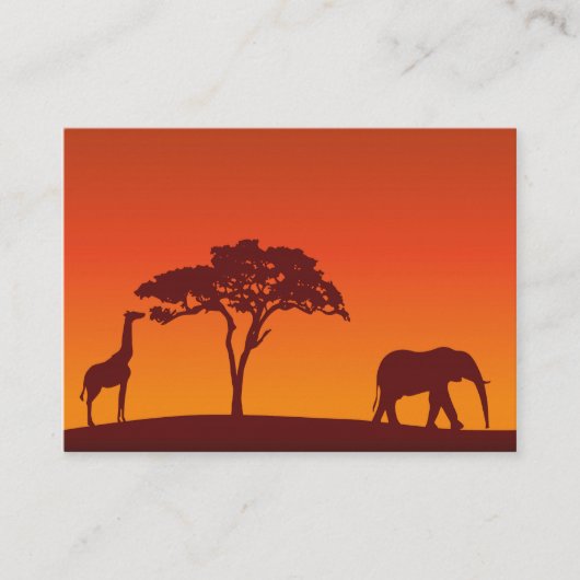 African Safari Silhouette - Visitekaartje (Voorkant)