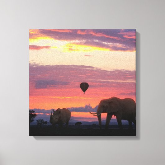 African Safari Sunset Animal Canvas Afdruk (Voorkant)