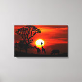 African Safari Sunset Animal Silhouettes Canvas Afdruk (Voorkant)