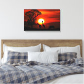 African Safari Sunset Animal Silhouettes Canvas Afdruk (Insitu (Slaapkamer))