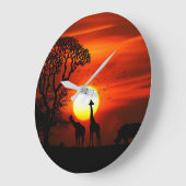 African Safari Sunset Animal Silhouettes Grote Klok (Hoek)