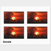 African Safari Sunset Animal Silhouettes Rechthoekige Sticker (Vel)