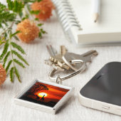 African Safari Sunset Animal Silhouettes Sleutelhanger (Zijkant)