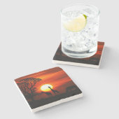 African Safari Sunset Animal Silhouettes Stenen Onderzetter (Zijkant)