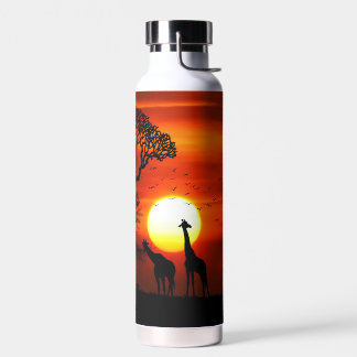 African Safari Sunset Animal Silhouettes Waterfles