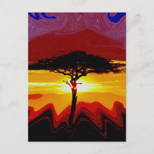African Safari Sunset Briefkaart