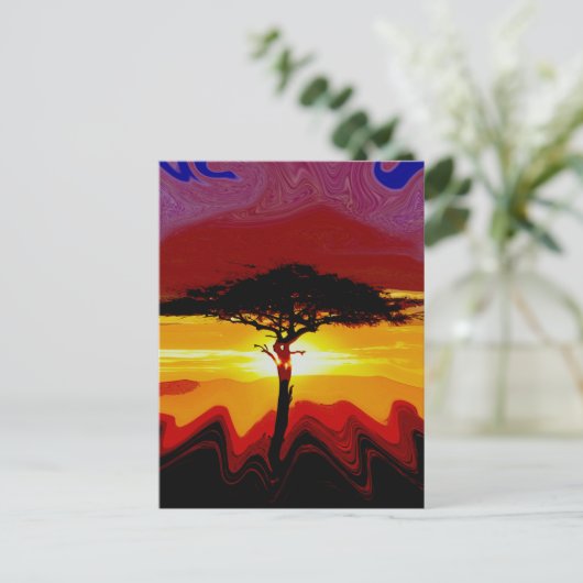 African Safari Sunset Briefkaart (Staand voorkant)