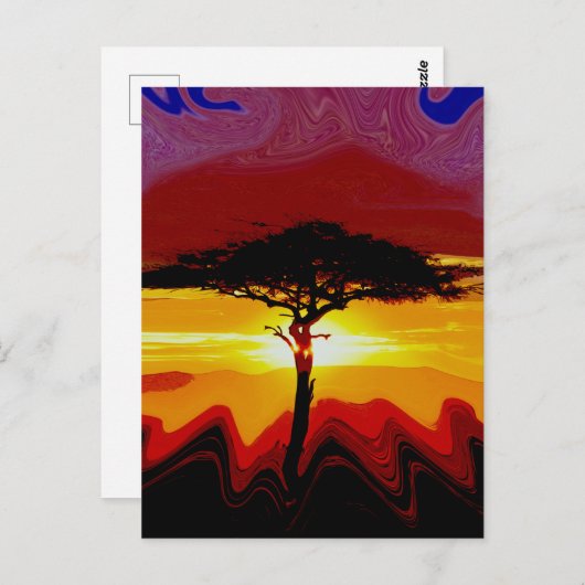 African Safari Sunset Briefkaart (Voorkant / Achterkant)