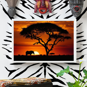 African Safari Sunset Foto Afdruk