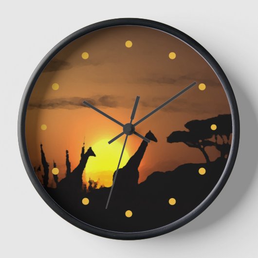 African Safari Sunset Giraffe Silhouette Art (Voorkant)