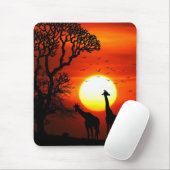 African Safari Sunset Giraffe Silhouettes Muismat (Met muis)