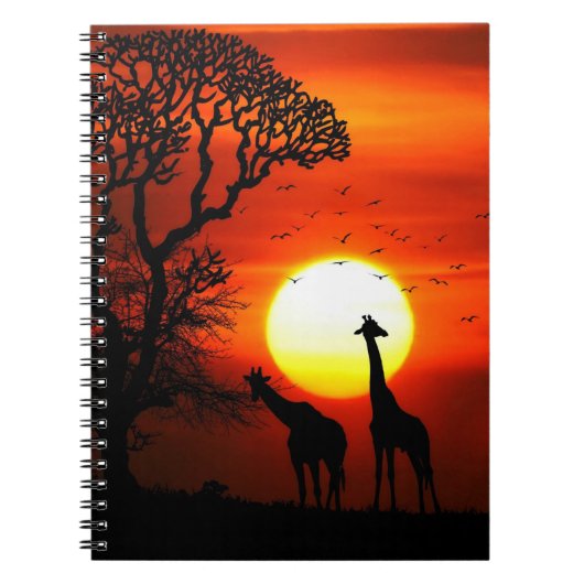 African Safari Sunset Giraffe Silhouettes Notitieboek (Voorkant)