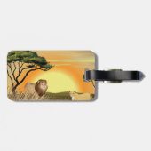 African Safari Sunset Lion and Lioness Bagagelabel (Achterkant horizontaal)