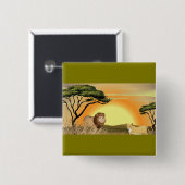 African Safari Sunset Lion and Lioness Vierkante Button 5,1 Cm (Voorkant /achterkant)
