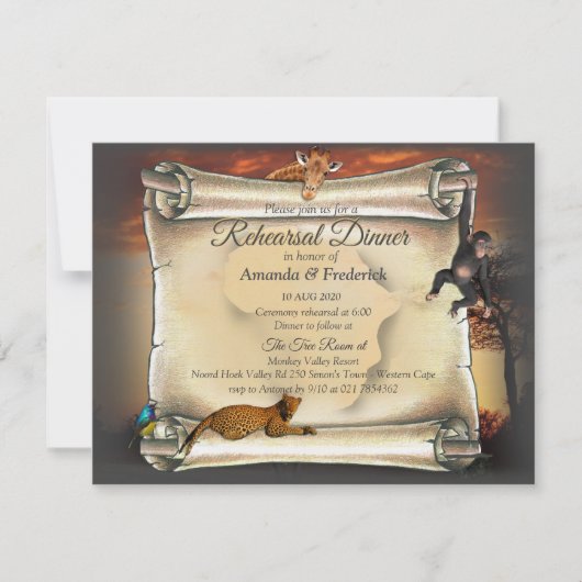 African Safari Sunset repetitie diner Kaart (Voorkant)