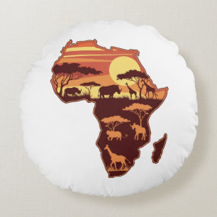 African Safari Sunset Rond Kussen