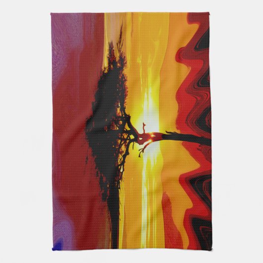 African Safari Sunset Theedoek (Verticaal)