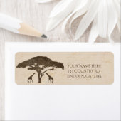 African Safari Twee Giraffes & Tree Vintage bruilo Etiket (Insitu)