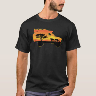 African Safari Vehicle Elephant Family Sun T-shirt